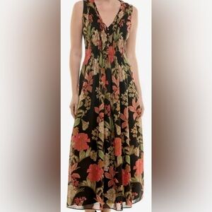 Taylor Chiffon Black Floral Midi/Maxi Dress: Size 10